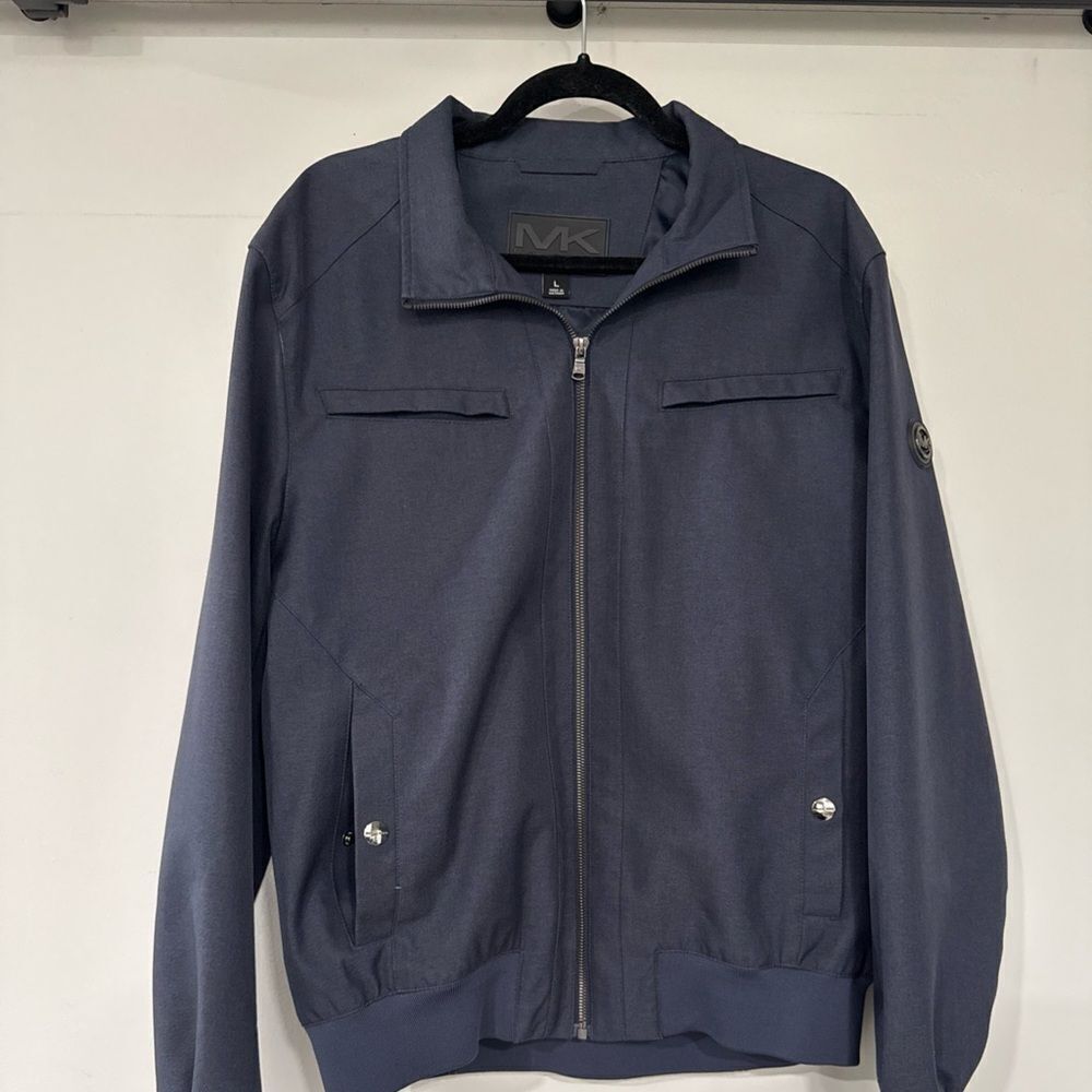Michael Kors Mens Jacket Size Large Blue Bomber Jacket